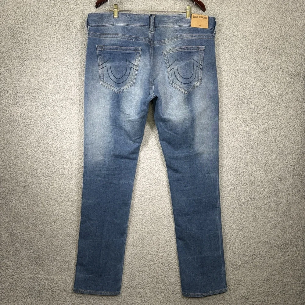 True Religion Jeans Mens 38x34 Geno Relaxed Slim Medium Wash